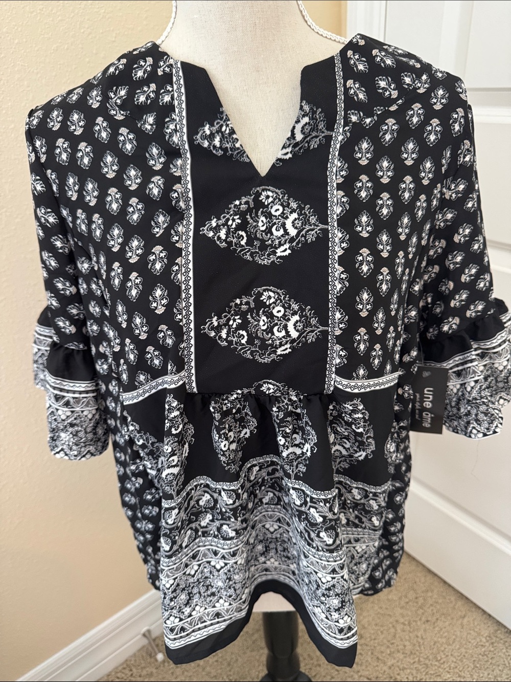 Printed V-Neck Women's Blouse
